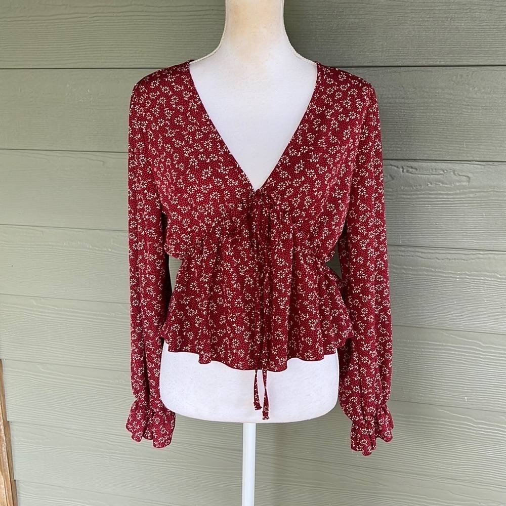 Shein Cropped V-Neck Blouse